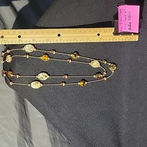 38"-40" 2 tiered gold with plastic beaded necklace